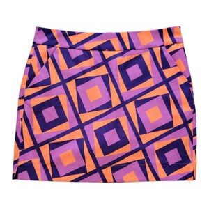Loudmouth Ladies Golf Skort Purple‎ Orange Geometric Print Womens Size 6 Skirt